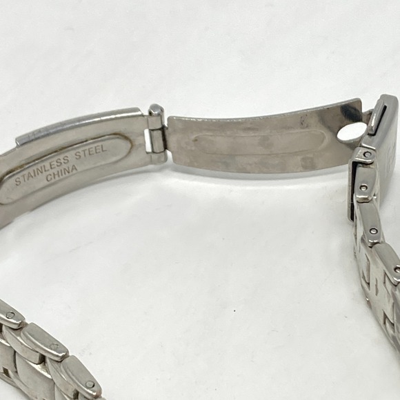 Paolo Tank Watch Women 20mm Silver Tone Purple Dial Crystals Pave New Batt 6.5" - Picture 14 of 16